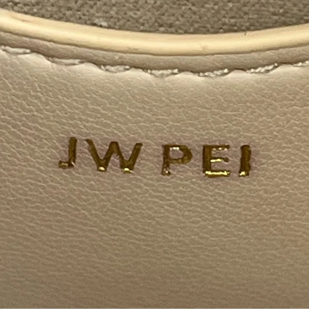 JW PEI Gabbi Ruched Hobo Handbag Clutch Ivory Vegan Leather Magnetic Closure